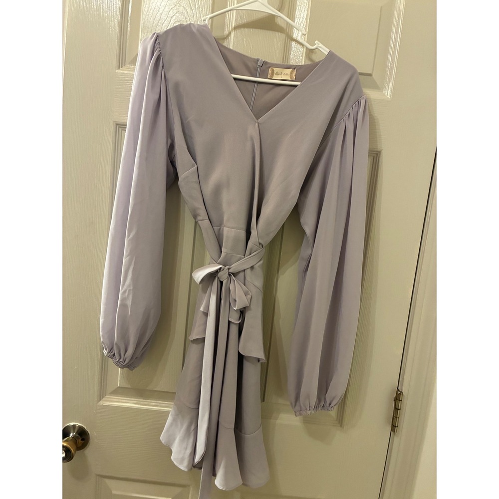 Altar'd State Lavender Purple Long Balloon Sleeve Tiered Ruffle Mini Dress Large
